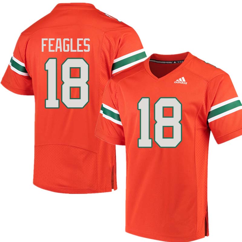 Adidas Miami Hurricanes #18 Zach Feagles College Football Jerseys Sale-Orange - Click Image to Close
